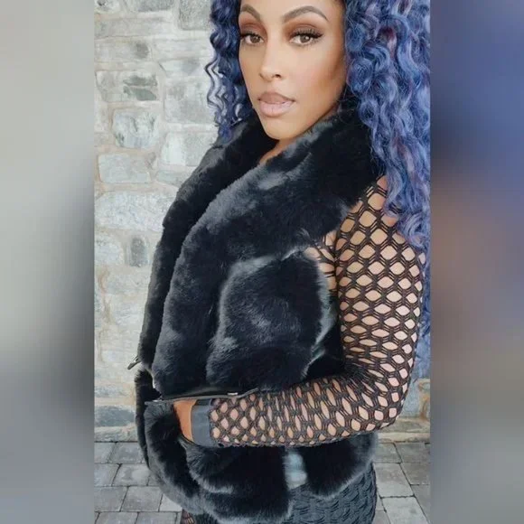 Miz Vegan: Fur & Leather Trimmed Vest - Picture 12 of 16